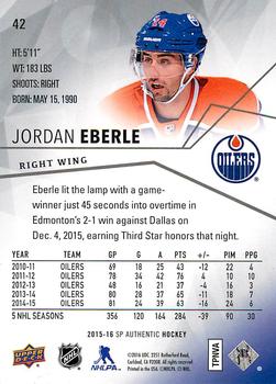 2015-16 SP Authentic #42 Jordan Eberle Back