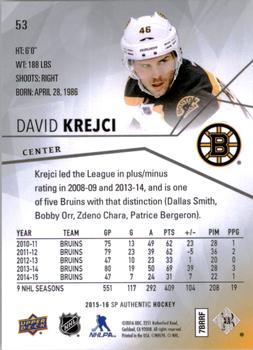 2015-16 SP Authentic #53 David Krejci Back