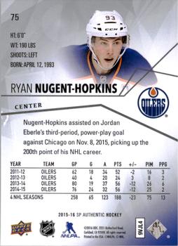 2015-16 SP Authentic #75 Ryan Nugent-Hopkins Back