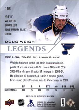 2015-16 SP Authentic #108 Doug Weight Back