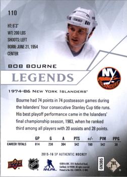 2015-16 SP Authentic #110 Bob Bourne Back
