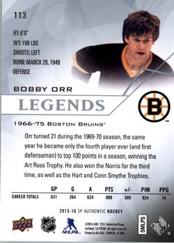 2015-16 SP Authentic #113 Bobby Orr Back