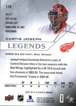2015-16 SP Authentic #116 Curtis Joseph Back