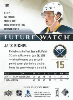 2015-16 SP Authentic #191 Jack Eichel Back