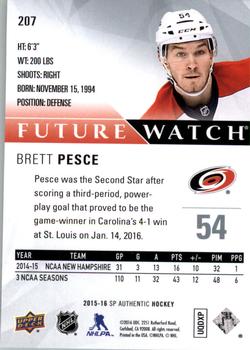 2015-16 SP Authentic #207 Brett Pesce Back