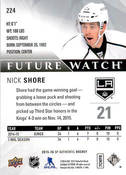 2015-16 SP Authentic #224 Nick Shore Back
