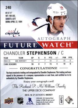 2015-16 SP Authentic #240 Chandler Stephenson Back