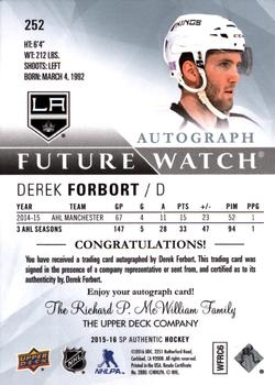 2015-16 SP Authentic #252 Derek Forbort Back