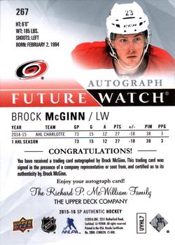 2015-16 SP Authentic #267 Brock McGinn Back