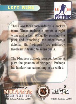 1994 Cardz Muppets Take the Ice #5 Left Wing Back