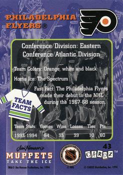 1994 Cardz Muppets Take the Ice #43 Philadelphia Flyers Back