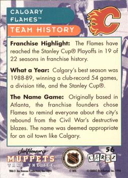 1994 Cardz Muppets Take the Ice #56 Calgary Flames Logo Back