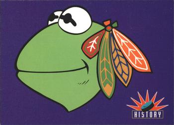 1994 Cardz Muppets Take the Ice #57 Chicago Blackhawks logo Front