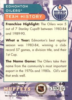1994 Cardz Muppets Take the Ice #60 Edmonton Oilers Logo Back