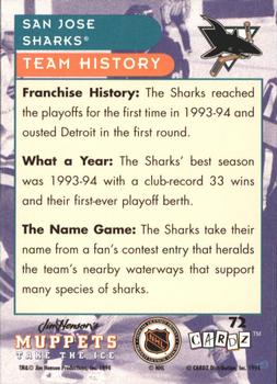 1994 Cardz Muppets Take the Ice #72 San Jose Sharks Logo Back