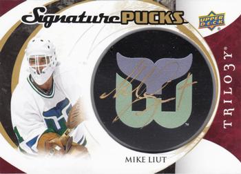 2015-16 Upper Deck Trilogy - Signature Pucks Primary Logo #SP-ML Mike Liut Front