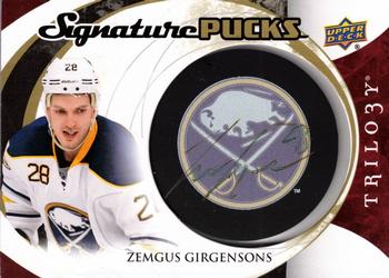 2015-16 Upper Deck Trilogy - Signature Pucks Primary Logo #SP-ZG Zemgus Girgensons Front