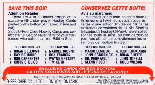 1985-86 O-Pee-Chee - Box Bottom Panels #NNO Checklist Front