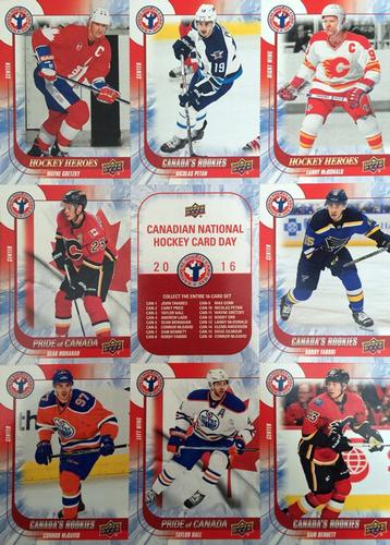 2016 Upper Deck National Hockey Card Day Canada - Sheets #NNO Wayne Gretzky / Nicolas Petan / Lanny McDonald / Sean Monahan / Checklist / Robby Fabbri / Connor McDavid / Taylor Hall / Sam Bennett Front
