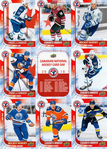 2016 Upper Deck National Hockey Card Day Canada - Sheets #NNO Andrew Ladd / Max Domi / Doug Gilmour / John Tavares / Checklist / Nicolas Petan / Glenn Anderson / Connor McDavid / Robby Fabbri Front