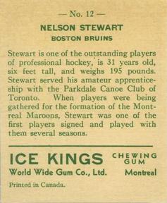 1933-34 World Wide Gum Ice Kings (V357) - English-Only Back #12 Nelson Stewart Back