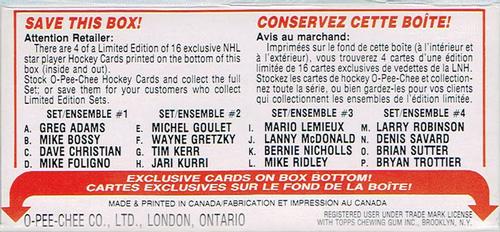 1986-87 O-Pee-Chee - Box Bottom Panels #NNO Checklist Front