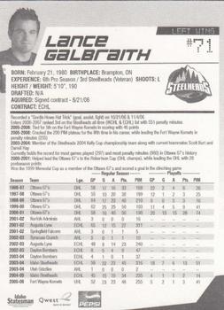 2006-07 Idaho Steelheads (ECHL) #6 Lance Galbraith Back