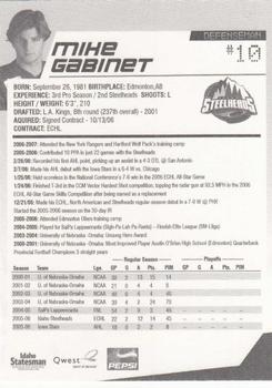2006-07 Idaho Steelheads (ECHL) #16 Mike Gabinet Back