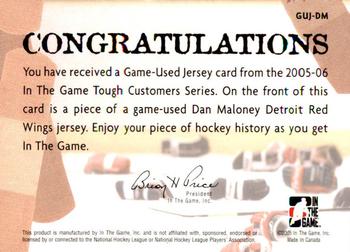 2005-06 In The Game Tough Customers - Game-Used Jersey #GUJ-DM Dan Maloney Back