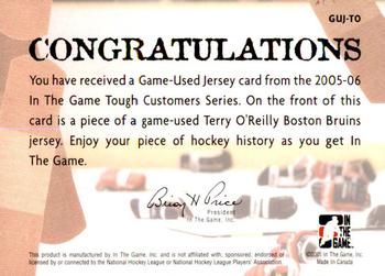 2005-06 In The Game Tough Customers - Game-Used Jersey #GUJ-TO Terry O'Reilly Back