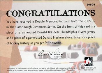 2005-06 In The Game Tough Customers - Double Memorabilia #DB Donald Brashear Back