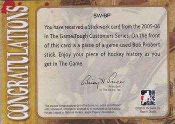 2005-06 In The Game Tough Customers - Stickwork #SW-BP Bob Probert Back