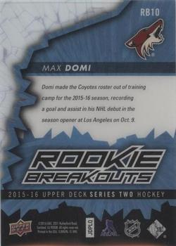 2015-16 Upper Deck - Rookie Breakouts #RB10 Max Domi Back