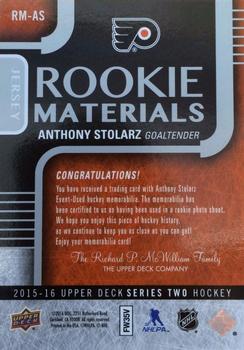 2015-16 Upper Deck - Rookie Materials #RM-AS Anthony Stolarz Back
