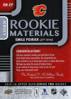 2015-16 Upper Deck - Rookie Materials #RM-EP Emile Poirier Back