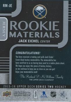 2015-16 Upper Deck - Rookie Materials #RM-JE Jack Eichel Back