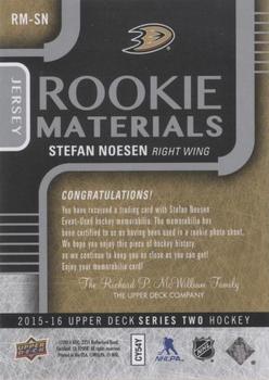 2015-16 Upper Deck - Rookie Materials #RM-SN Stefan Noesen Back