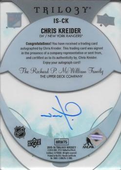 2015-16 Upper Deck Trilogy - Ice Scripts #IS-CK Chris Kreider Back