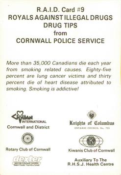 1991-92 Cornwall Royals (OHL) Police #9 Sam Oliveira Back