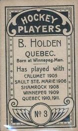 1911-12 Imperial Tobacco Hockey Players (C55) #3 B. Holden Back