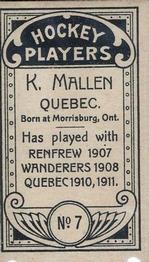 1911-12 Imperial Tobacco Hockey Players (C55) #7 Ken Mallen Back