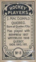 1911-12 Imperial Tobacco Hockey Players (C55) #8 Jack MacDonald Back