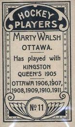 1911-12 Imperial Tobacco Hockey Players (C55) #11 Marty Walsh Back