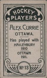 1911-12 Imperial Tobacco Hockey Players (C55) #13 Alex Currie Back
