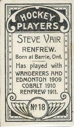 1911-12 Imperial Tobacco Hockey Players (C55) #18 Steve Vair Back