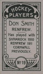 1911-12 Imperial Tobacco Hockey Players (C55) #19 Don Smith Back