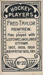 1911-12 Imperial Tobacco Hockey Players (C55) #20 Fred Taylor Back