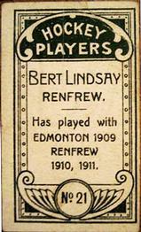 1911-12 Imperial Tobacco Hockey Players (C55) #21 Bert Lindsay Back