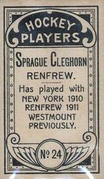 1911-12 Imperial Tobacco Hockey Players (C55) #24 Sprague Cleghorn Back