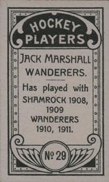 1911-12 Imperial Tobacco Hockey Players (C55) #29 Jack Marshall Back